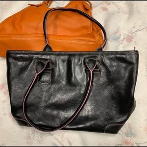 Nordstrom brand black leather handbag